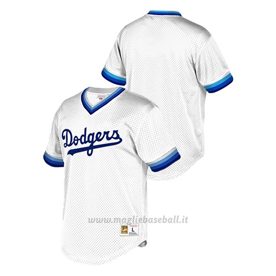 Maglia Baseball Uomo Los Angeles Dodgers Cooperstown Collection Mesh Wordmark V-neck Bianco